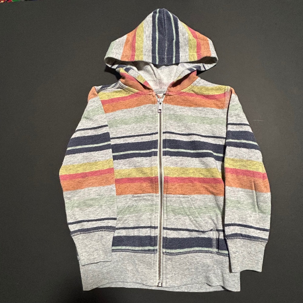 Gymboree Striped Zip Up Hoodie Jacket Kids XXS 3 Multi Color Cotton Blend